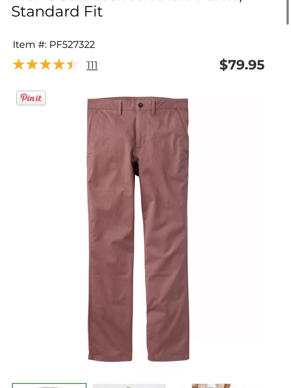 L.L. Bean Men's Sunwashed Khaki Pants, Standard Fit